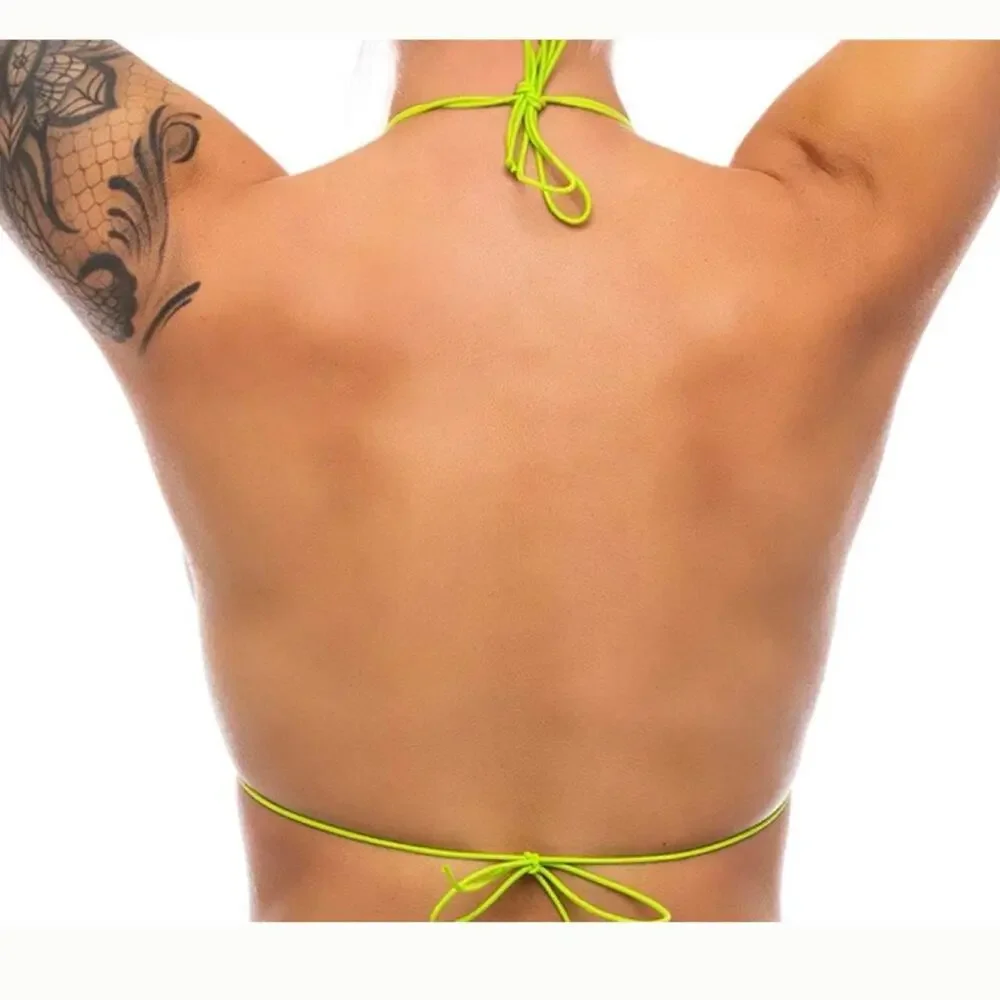 BodyZone Thin Strap Beaded Triangle Bikini Top and Thong